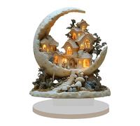 Générique Décoration de Bureau en Acrylique pour Pâques, Saint-Valentin, Lapin, Lune Volante, Lune Immortelle, Accessoires de Festival (Light Yellow, 20cmx20cm)