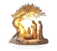 Générique Décoration de Bureau Plate pour Noël représentant Un Nouveau-né, décoration Plate en Feuille Acrylique 2D, décoration de Noël Fine pour Bureau à Domicile, cheminée et fêtes (#1)