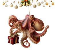 Générique Décoration de Noël en Forme de Poulpe, décorations acryliques peintes à la Main en 2D, présentoir de Poulpe de Noël pour, Adultes, familles, Parfait pour l'arbre, la Voiture, la Maison, ma