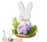Générique Décoration De Pâques en Bois - Pièce Maîtresse Animale Mignonne pour Bureau - avec Un Nœud De Décorations De Lapin De Pâques,pour Plateau à Étages Décoratif