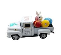 Générique Décoration de Pâques pour la Ferme - Petit Camion modèle avec œufs et Lapin,Décoration de Camion de Pâques,pour Table, Porche, Salon, Maison, Cuisine, Manteau de cheminée,