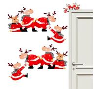Générique Décoration De Porte D Angle Ornement Père Noël Élan | 2 Pièces Décoration De Porte De Chambre En Bois Pour Noël Pour Maison Porche Chambre Fête Extérieur Vacances Lieu De Travail