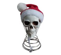 Générique Décoration du crâne de Noël, résine légère, 19x9.7x10.5 cm, Squelette de Santa Hat, décor de Noël Spooky, Macabre Festif, pour Halloween Jardin Home Lawn bercelhelf Yard Porche Patio House