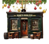Générique Décoration du pub Irlandais - Remorque en Bois | Retro Irish Pub Remorlle en Bois Vert, Ornement Festif pour la Saint-Patrick, Noël et Vacances
