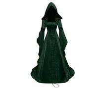 Générique Decoration Halloween Médiéval Longue Festif Léger Taille Haute | Robe Moyen Age Femme Sophistiqué à Capuche Fantastique Robe Gothique Femme Halloween Doux Pour Le Cosplay