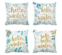 Générique DéCoration Hiver Taie Oreiller 55x55cm Hiver, Lot De 4 Velours Housse Coussin Canape, Les Feuilles Carré Oreiller Cadeau Noel pour DéCorative La Maison, Fermeture à GlissièRe Invisible Q-58