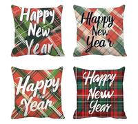 Générique DéCoration Hiver Taie Oreiller 65x65cm Nouvel an, Lot De 4 Velours Housse Coussin Canape, Rouge Carré Oreiller Cadeau Noel pour DéCorative La Maison, Fermeture à GlissièRe Invisible Q-505