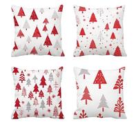 Générique DéCoration Hiver Taie Oreiller 75x75cm Rouge, Lot De 4 Lin Housse Coussin Canape, Arbre de Noël Carré Oreiller Cadeau Noel pour DéCorative La Maison, Fermeture à GlissièRe Invisible Q-175