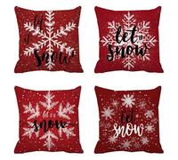 Générique DéCoration Hiver Taie Oreiller 75x75cm Rouge, Lot De 4 Velours Housse Coussin Canape, Hiver Carré Oreiller Cadeau Noel pour DéCorative La Maison, Fermeture à GlissièRe Invisible Q-146
