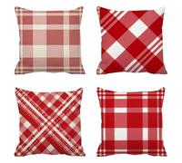 Générique DéCoration Hiver Taie Oreiller 75x75cm Treillis, Lot De 4 Velours Housse Coussin Canape, Rouge Carré Oreiller Cadeau Noel pour DéCorative La Maison, Fermeture à GlissièRe Invisible Q-103
