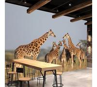 Générique Décoration Murale 400x280cm Girafe papier peint fleuri vintage Faune Toile murale artistique 3D sans couture visible, pour décorer un salon contemporain