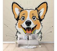 Générique Décoration Murale Chien, Papier Peint Enfant Animaux Drôlesidée Décoration Tendance Décoration Papier Peint Moderne Idéal Pour Locations Pose Facile Sans Traces Ni Bulles 200X140cm