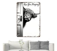 Générique Décoration murale de salle de bain en forme de vache - Décoration de toilettes rétro, panneau mural de toilettes humoristique, d'appartement, vanité d'hôtel de bureau, de salle d