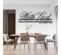 Générique Décoration Murale en métal « avec Dieu, Tout est Possible », inspirée de Matthieu 19:26, œuvre d'art biblique Noire pour Salon, Chambre, Couloir et escalier, décoration intérieure Natur