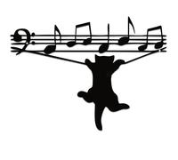 Générique DéCoration Murale en MéTal, DéCoration Murale Contemporaine en Forme De Note De Musique Et De Silhouette De Chat, œUvre d'art Murale sur Le ThèMe De La Musique, DéCoration De Chat