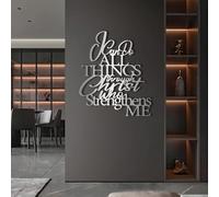 Générique Décoration Murale en métal Noir, Verset biblique, Verset de la Force du Christ, décoration chrétienne pour la Maison, Art Mural en métal, œuvre d'art, pour Salon, Chambre, Couloir et ES