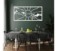 Générique Décoration Murale en métal représentant la Création d'Adam, Main de Dieu en métal, œuvre d'art chrétienne, décoration Noire pour Salon, Chambre, Couloir et escaliers, décoration intérie