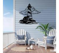 Générique Décoration Murale en métal représentant Un Phare, décoration Nautique pour Pendaison de crémaillère, Sculpture Moderne pour Salon, Chambre, Couloir et escaliers (Noir, 48 x 43 cm | 47 x