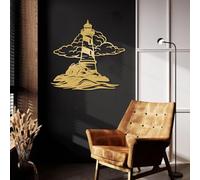 Générique Décoration Murale en métal représentant Un Phare, décoration Nautique pour Pendaison de crémaillère, Sculpture Moderne pour Salon, Chambre, Couloir et escaliers (doré, 70 x 66 cm)
