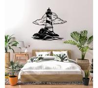 Générique Décoration Murale en métal représentant Un Phare, décoration Nautique pour Pendaison de crémaillère, Sculpture Moderne pour Salon, Chambre, Couloir et escaliers (Noir, 60 x 57 cm)