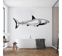 Générique Décoration Murale en métal représentant Un Requin, décoration Murale en métal représentant Un Poisson, décoration Minimaliste sur Le thème du Requin, Sculpture Moderne pour la Maison, d