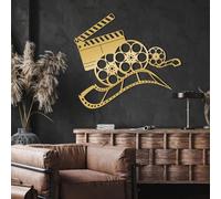 Générique Décoration Murale en métal représentant Une Bobine de Film, Une caméra de cinéma Vintage, Un pour Les cinéphiles ! Parfaite pour Le Salon, la Chambre, Le Couloir ou l'escal