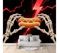 Générique Décoration Murale Hot-dog, Papier Peint Intissé gothique 300x256cm Chambre enfant fresque murale créative design moderne art mural décoratif salon chambre couverture complète