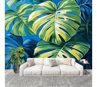Générique Décoration Murale Murale Papier Peint 250x175cm ThèMe Monstera Tropical Protection UV Poster Mural Intissé Bleu Foncé Poster Décoration - Salon Appartement - Photo d'art Tableaux Muraux