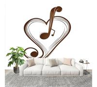 Générique Décoration Murale Murale Papier Peint 300x210cm ThèMe Des Notes De Musique En Forme De CœUr Poster Mural Intissé Blanc Poster Décoration - Salon Appartement - Photo d'art Tableaux Muraux