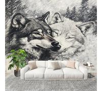 Générique Décoration Murale Murale Papier Peint 350x256cm Animaux Des Neiges Loups Jumeaux Protection UV Poster Mural Intissé Blanc Poster Décoration - Salon Appartement - Photo d'art Tableaux Muraux