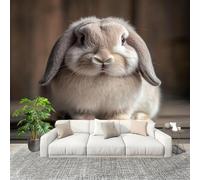 Générique Décoration Murale Murale Papier Peint 400x280cm Lapin BéLier Animal Protection UV Poster Mural Intissé Gris Clair Poster Décoration - Salon Appartement - Photo d'art Tableaux Muraux