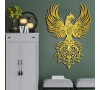 Générique Décoration Murale Noire, Motif phénix, Style Oiseau, pour Bureau, Art Mural en métal, décoration d'œuvre d'art, pour Salon, Chambre, Couloir et escaliers, décoration d'intérieur Nature