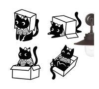Générique Décoration Murale pour Chat | Silhouette drôle en métal noir mat 4 pièces | Décoration Murale en Fer | Pour Chambre, Salon, Salle de Bains, Hall d'Entrée, Couloir, Cuisine, Bureau,