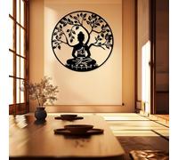 Générique Décoration Murale Zen en métal, Grande œuvre d'art pour la méditation et Le Yoga, Noire, idéale pour Le Salon, la Chambre, Le Couloir et Les escaliers. Décoration intérieure inspirée pa