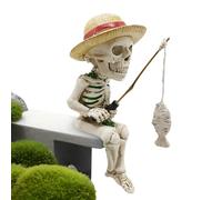 Générique Décoration Squelette Ornement Statue Halloween Crâne Pêcheur 3D