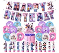 Générique Décorations d'anniversaire Décoration pour Kpop D-Demon H-Hunters Ensemble de Décorations pour fête d'anniversaire Comprenant des Banderoles et des Ballons à Tirer pour Les Fans Enfants, B