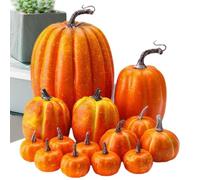 Générique Décorations de Citrouilles | 14 Pièces en Mousse Centres De Table Récolte | Lot de Fausses Citrouilles en Mousse Halloween | pour Halloween, Thanksgiving, Extérieur, Porche, Fête à la Ferme