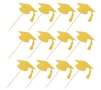 Générique Décorations de Gâteau pour Remise de Diplômes 24 Pièces Doré Paillettes, Pics à Cupcakes en Papier et Bois, Accessoires Fête Scolaire et Anniversaire, Décoration de Table