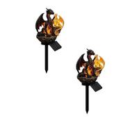 Générique Décorations de Jardin Extérieur, Piquet Solaire Statue Deux Dragons Héritage des Dragons en Résine, Lampe LED Lumineuse Effet Lave Étanche，B-2PCS
