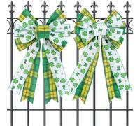 Générique Décorations de la Saint-Patrick,2 Pièces Décoration de Nœud Papillon Vert - Ruban pour Couronne,Décoration de Porte d'Entrée Intérieur Extérieur Table Jardin Armoire Manteau de