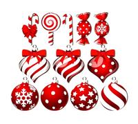 Générique Décorations de Noël - 12 Pièces Ornements Rouges et Blancs en 2D - Fournitures De Fêtes pour Salle De Séjour Dortoir Bureau Salle De Classe Maison