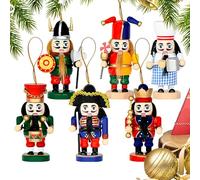 Générique Décorations de Noël Casse-Noisette - 6 Pièces Figurines Soldats Casse-Noisette de Bureau - Ornements Collectibles en Bois pour Cheminée Sapin de Noël Table Étagère Décoration de Centre