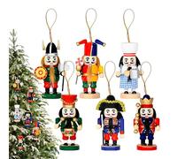 Générique Décorations De Noël Casse-Noisette - 6 Pièces Figurines Soldats Casse-Noisette De Bureau,Ornements Collectibles en Bois pour Cheminée Sapin De Noël Table Étagère Décoration De Centre