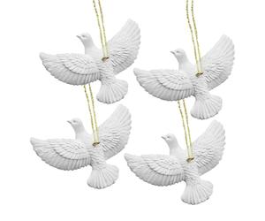 Générique Décorations De Noël De L'amitié - 9 X 6 X 3 Cm, Lot De 4 Oiseaux en Résine, Blanc, Paix, Amour, | Décoration d'arbre De Noël, Présentoir De Table De Célébration De De Mariage, Accessoire