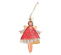 Générique Décorations de Noël en forme d'ange rétro peintes à la main avec raffinement, célébrant la saison avec un charme (Red, onesize)