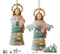 Générique Décorations de Noël Religieuses - Panneau de Porte en Acrylique 2D | Ornements de Noël Chrétiens Jésus pour Arbre de - pour Intérieur Extérieur Mur Fenêtre Porte Manteau de Cheminée Ferme