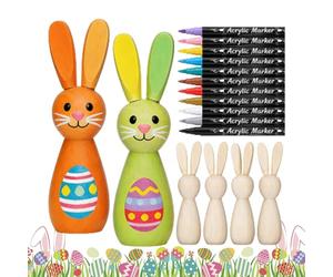 Générique Décorations de Pâques, améliore la créativité, 3 x 9 cm, s Lapin, Figurines en Bois Naturel Vierge, expérience de coloriage Facile, pour, Adolescents, Adultes Amateurs d'artisanat