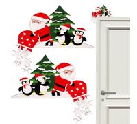 Générique Décorations de Porte Art en Silhouette De Père Noël Élan Et | 2 Pièces En Bois Ornement De Porte De Noël Pour Maison Fête Salle De Bain Extérieur Entrée Mariage Vacances