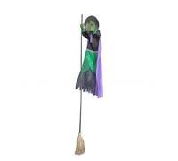 Générique Décorations De Sorcière Animatronique pour Halloween, Décoration d'halloween,Sorcière Animée avec Yeux Rouges, Sorcière Volante Debout pour Décoration Effrayante (B, 1.8m)