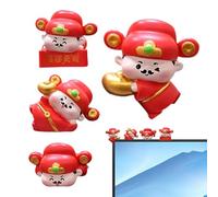 Générique Décorations De Tableau De Bord,Figurine en Résine du Dieu De La Richesse 4 Pièces | Décor pour Moniteur d'Ordinateur | pour Ordinateur Portable Chambre Maison TV Bureau Salle d'Ordinateur